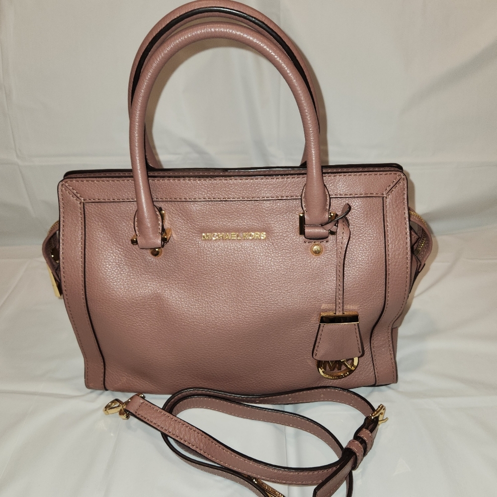 Michael Kors Dillon Leather Satchel Bag w/ Strap Dusty Rose. GENTLY USED!